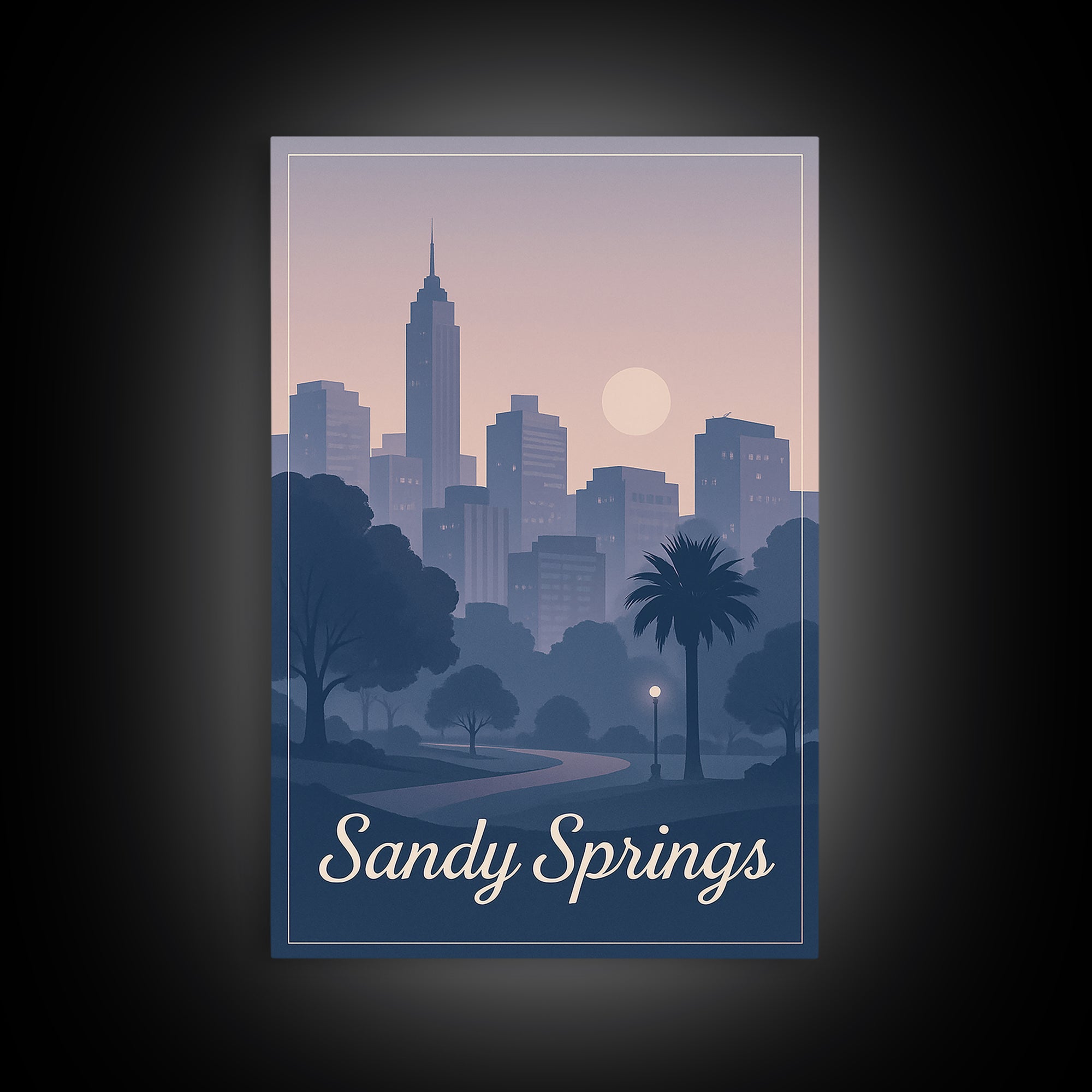 Sandy Springs Travel Poster, Framed Canvas Print, Classic Travel Poster Art, Sandy Springs Travel Art, City Art Print, Travel Poster Art
