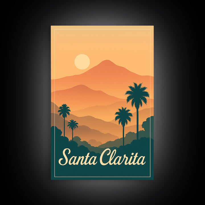 Santa Clarita California Travel Poster, Canvas Print, Classic Travel Poster Art, Santa Clarita Wall Art, Modern Wall Decor, Wall Decor