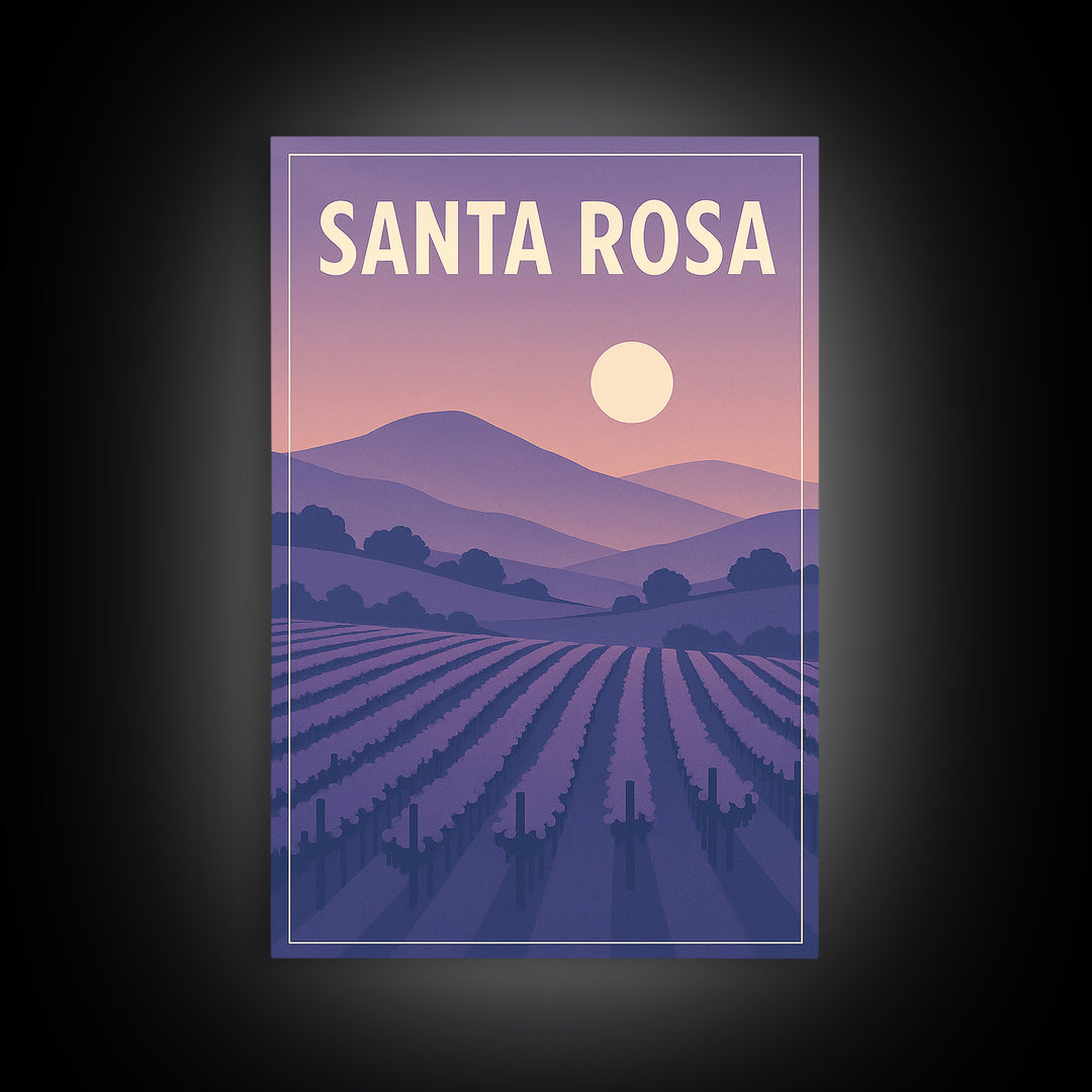 Santa Rosa California Travel Poster, Canvas Print, Classic Poster Art, Santa Rosa Poster Print, Vintage City Poster, Travel Poster Set