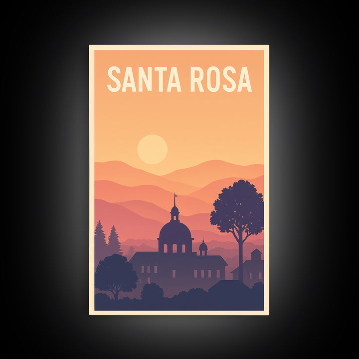 Santa Rosa Travel Poster, Framed Canvas Print, Classic Travel Poster Art, Santa Rosa City Art, Travel Art Print, Fine Art Print