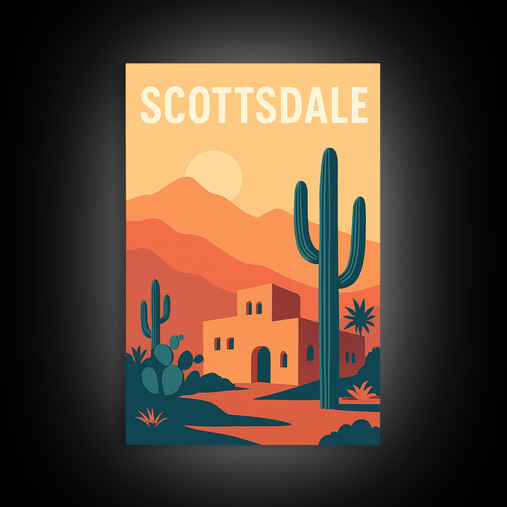 Scottsdale Travel Poster, Canvas Print, Vintage Travel Poster Art, Scottsdale Poster Print, Vintage City Poster, Fine Art Print