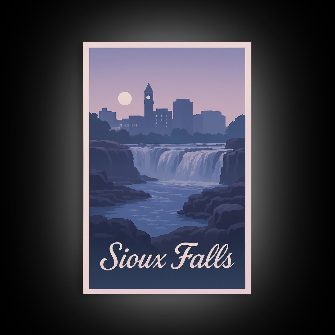 Sioux Falls South Dakota Travel Poster, Canvas Print, Classic Travel Poster Art, Sioux Falls Wall Art, Vintage City Poster, Travel Wall Art