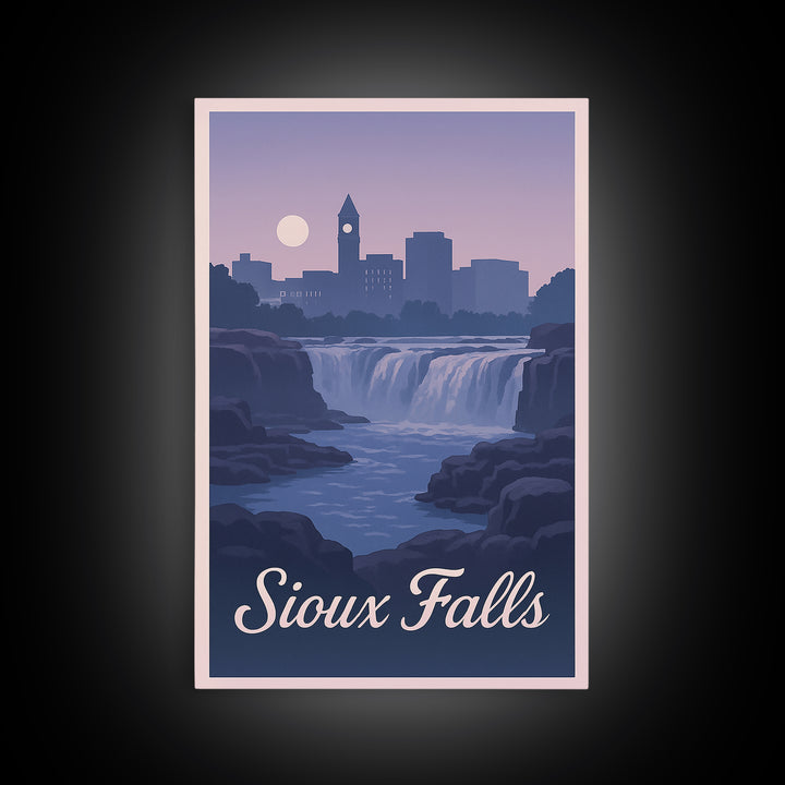 Sioux Falls South Dakota Travel Poster, Canvas Print, Classic Travel Poster Art, Sioux Falls Wall Art, Vintage City Poster, Travel Wall Art