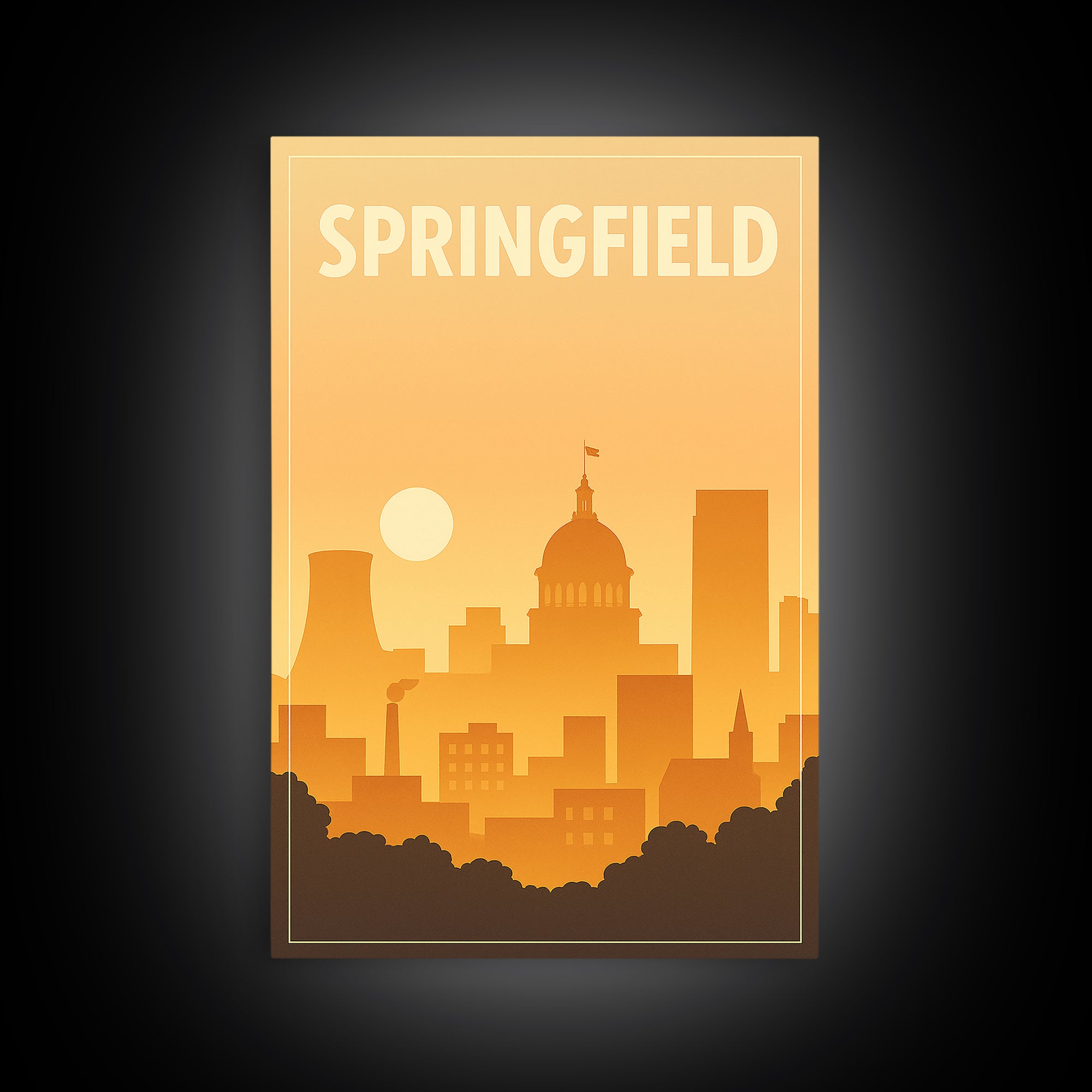 Sprinfield Travel Poster, Canvas Print, Classic Travel Poster Art, Sprinfield Wall Art, City Illustration, Vintage Travel Art, Wall Art