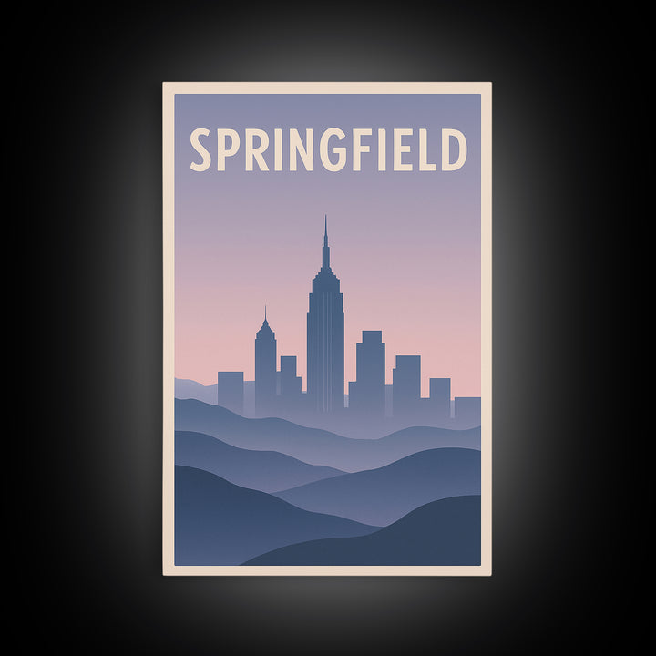 Springfield Travel Poster, Canvas Print, Mid Century City Wall Art, Springfield City Art, Retro Travel Print, City Travel Prints