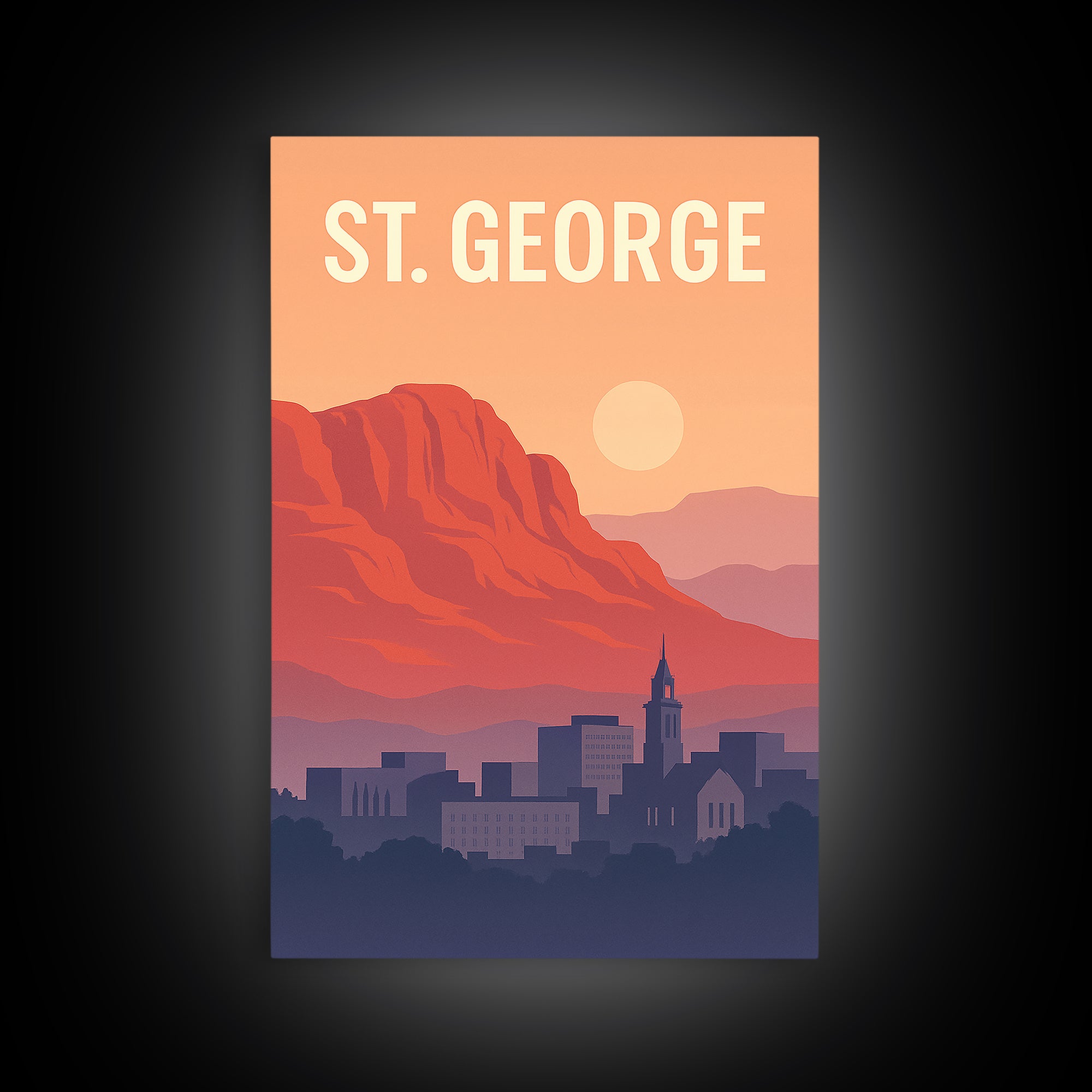 St George Utah Travel Poster, Canvas Print, Mid Century City Wall Art, St George Wall Art, City Travel Prints, Travel Art Print, Art Print