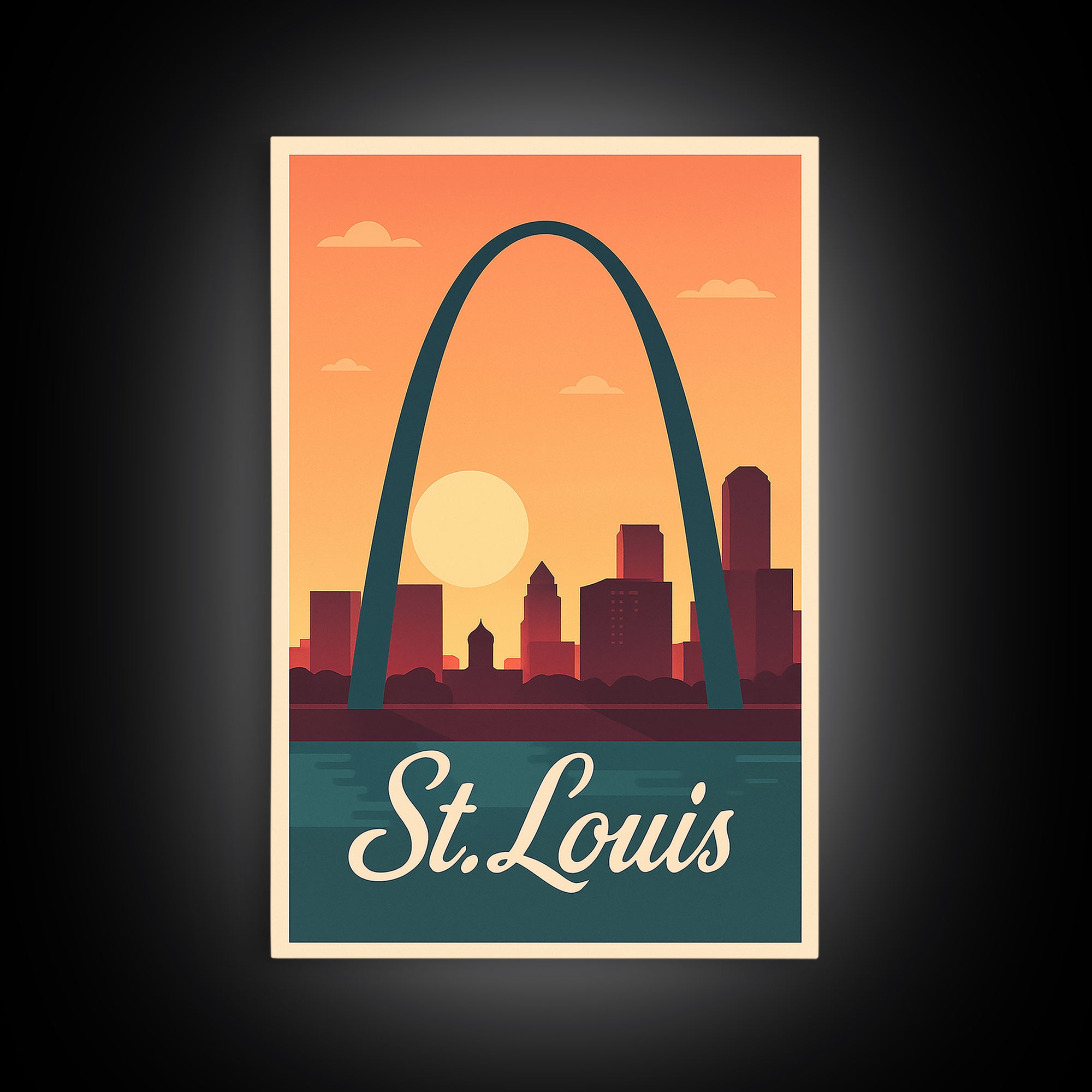 St Louis Missouri Travel Poster, Framed Canvas Print, Mid Century City Wall Art, St Louis Poster Print, Vintage City Art, Travel Poster Set