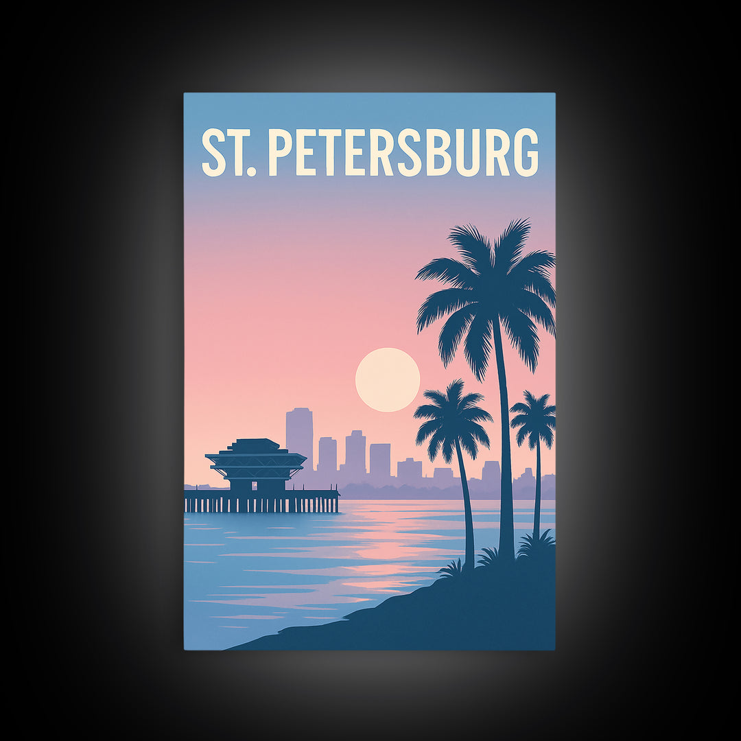 St Petersburg Florida Travel Poster, Canvas Print, Mid Century City Wall Art, St Petersburg Art Print, City Travel Prints, Travel Print