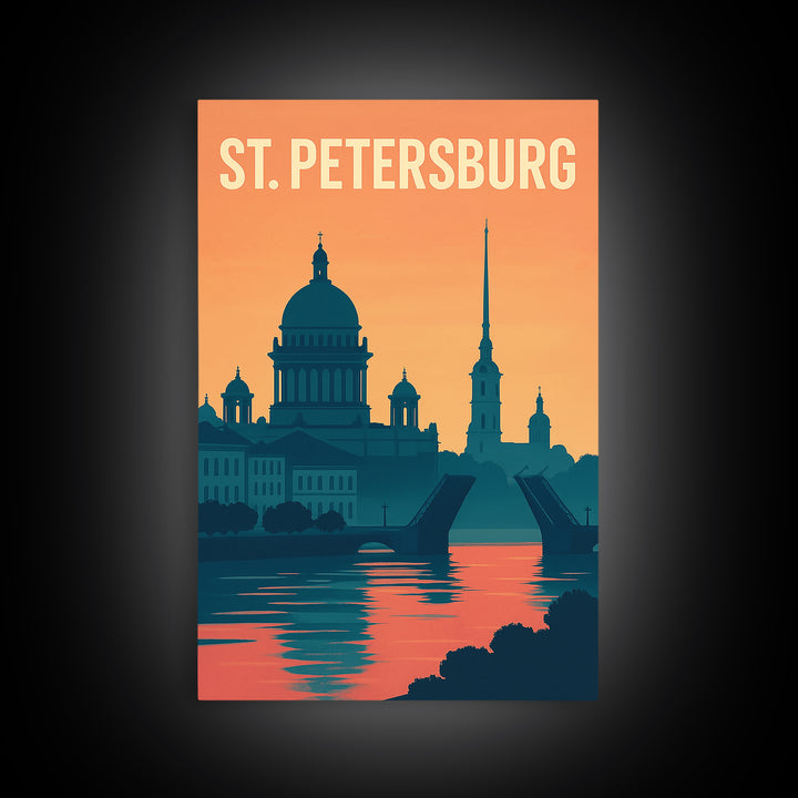 St Petersburg Travel Poster, Canvas Print, Classic Travel Poster Art, St Petersburg Wall Art, Fine Art Print, Travel Wall Art, Design 2