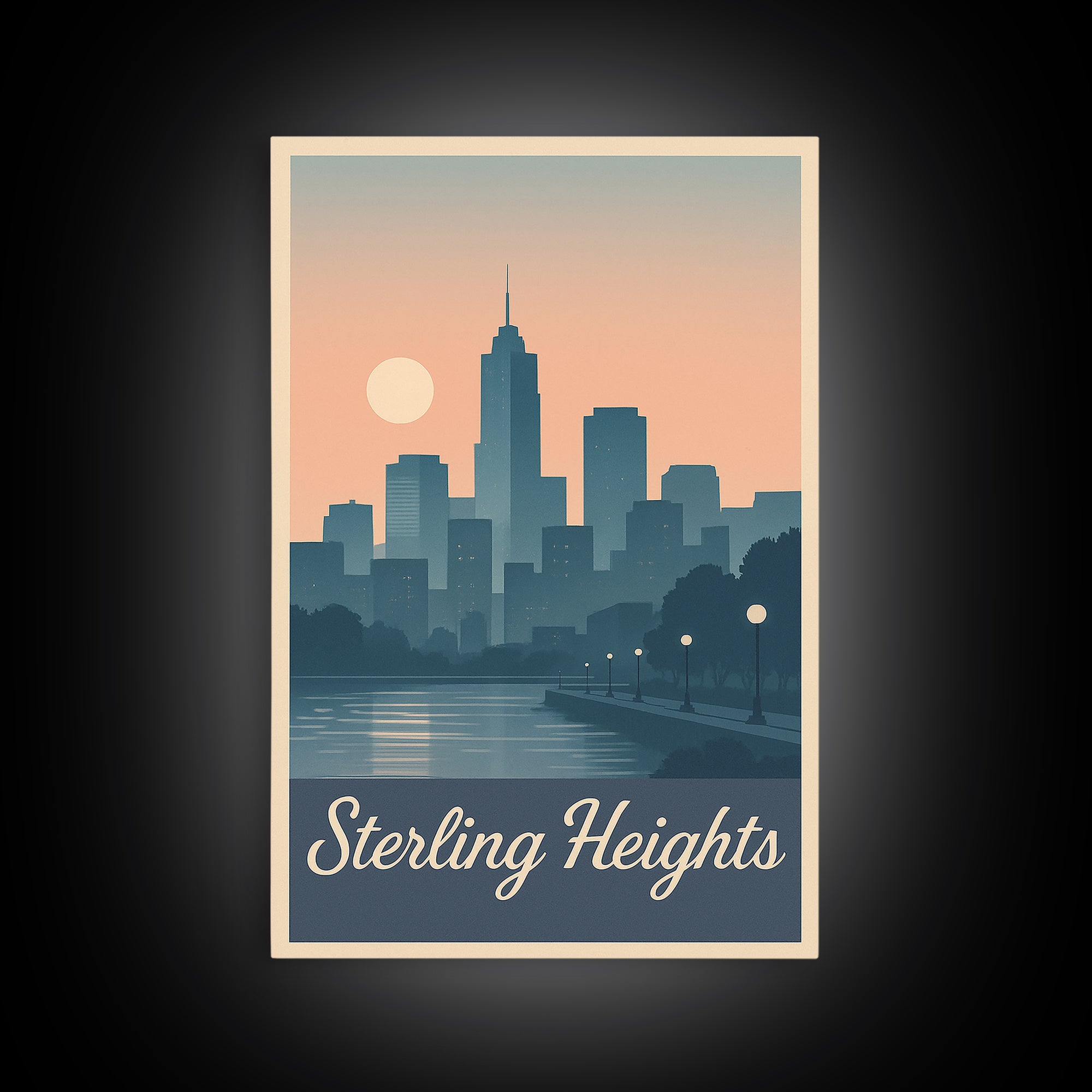 Sterling Heights Travel Poster, Canvas Print, Vintage Travel Poster Art, Sterling Heights Art Print, Travel Art Print, Gift For Travelers