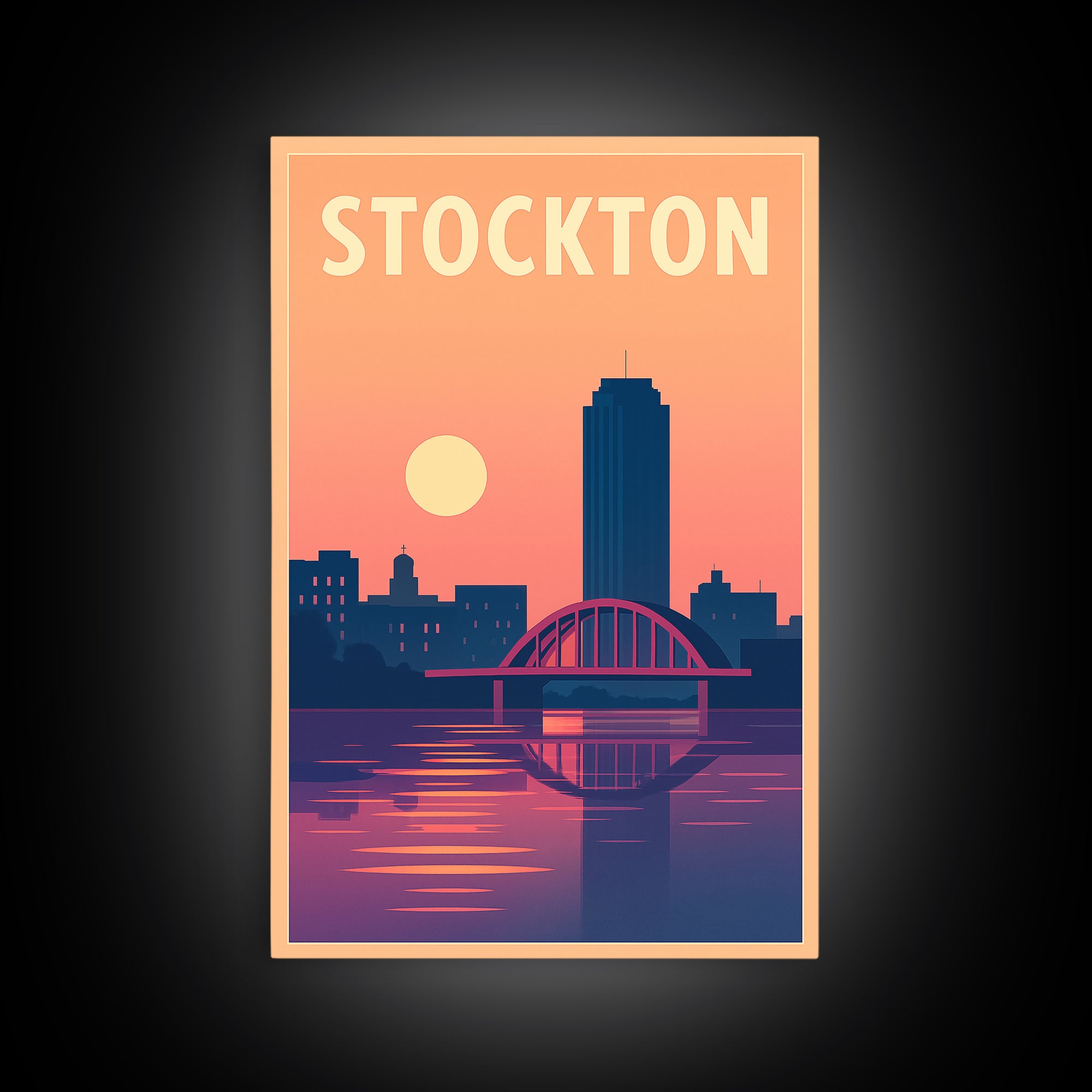 Stockton Travel Poster, Canvas Print, Vintage Travel Poster Art, Stockton Wall Art, City Art Print, Travel Art Print, Vintage Travel Art