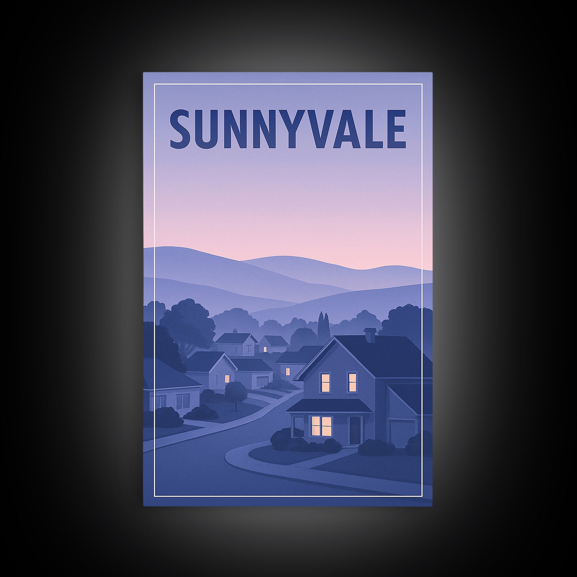 Sunnyvale California Travel Poster, Canvas Print, Retro Sunset Skyline Art, Sunnyvale Travel Art, Poster Art, Wall Decor, Poster Print