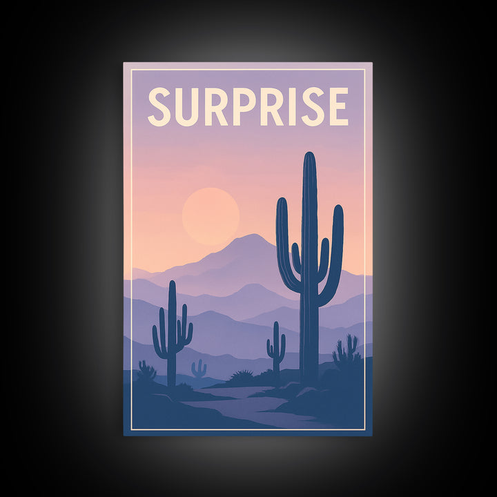 Surprise Arizona Travel Poster, Canvas Print, Mid Century City Wall Art, Surprise Travel Art, City Art Print, Fine Art Print, Travel Print
