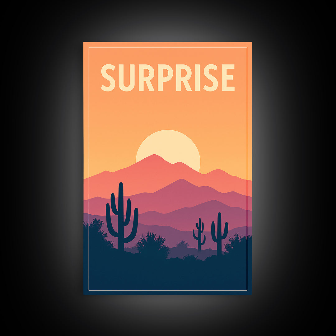 Surprise Travel Poster, Canvas Print, Classic Travel Poster Art, Surprise Art Print, Wanderlust Decor, Travel Art Print, Modern Wall Decor