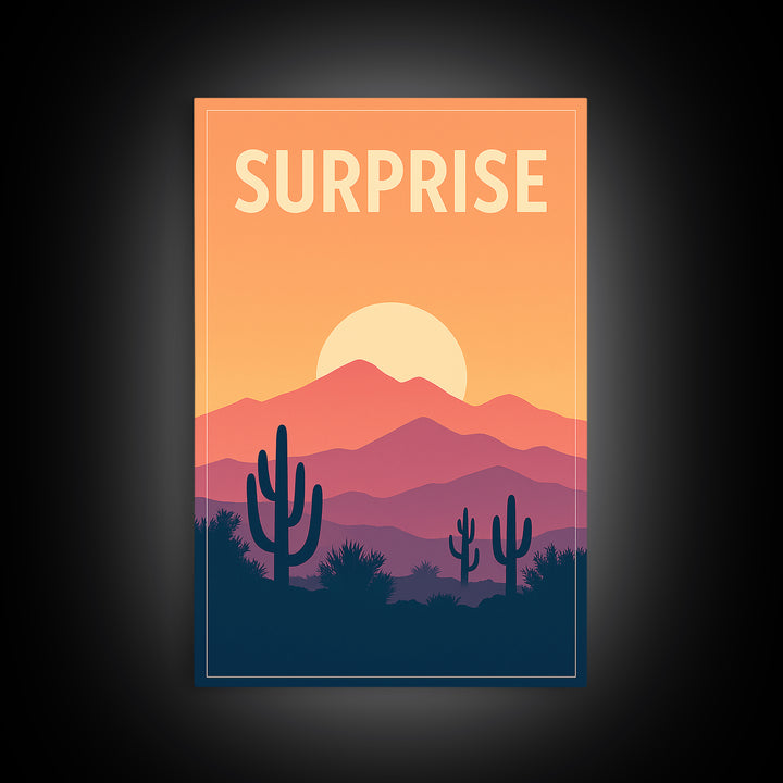 Surprise Travel Poster, Canvas Print, Classic Travel Poster Art, Surprise Art Print, Wanderlust Decor, Travel Art Print, Modern Wall Decor