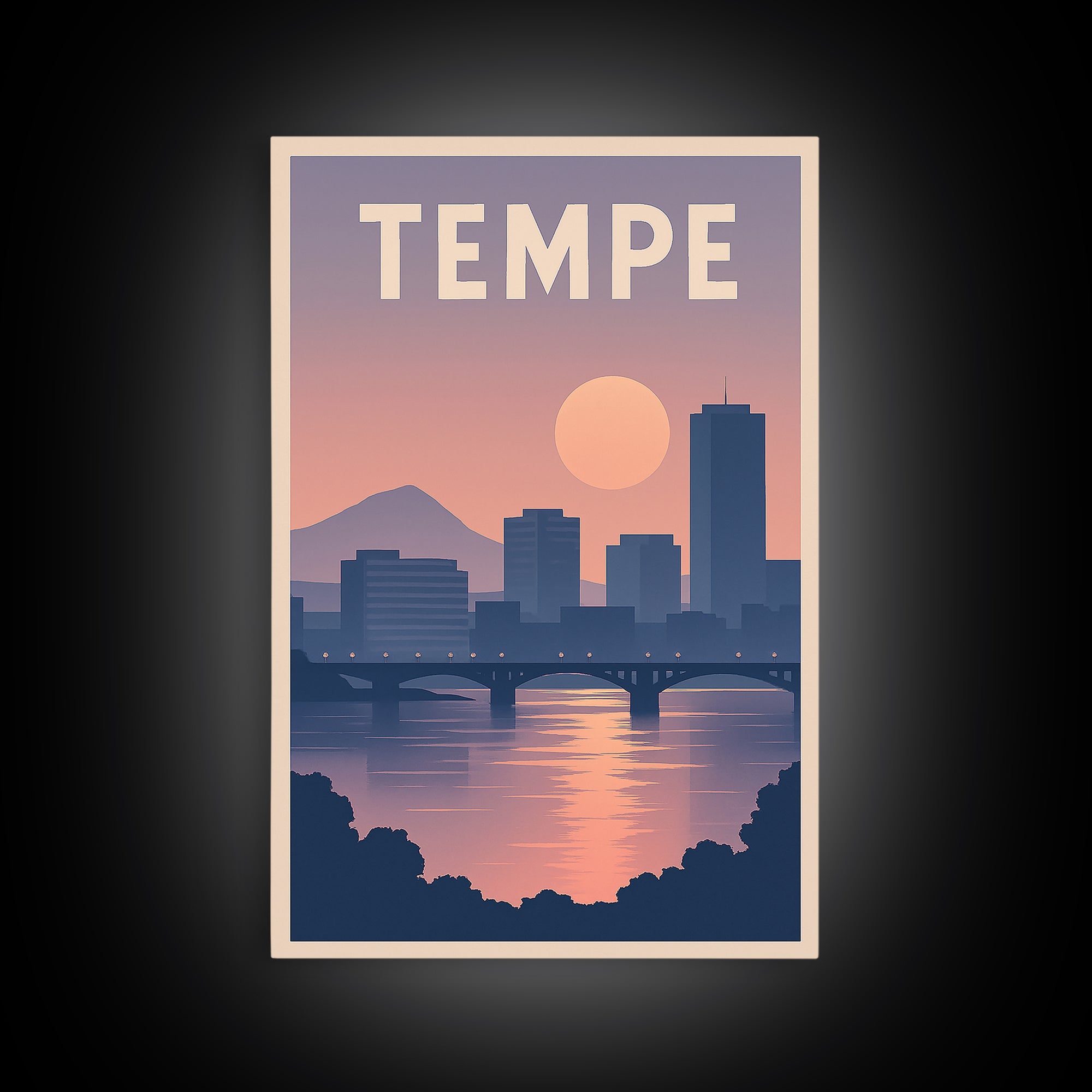 Tempe Arizona Travel Poster, Canvas Print, Mid Century City Wall Art, Tempe Travel Art, Travel Wall Art, City Poster, Gift For Travelers