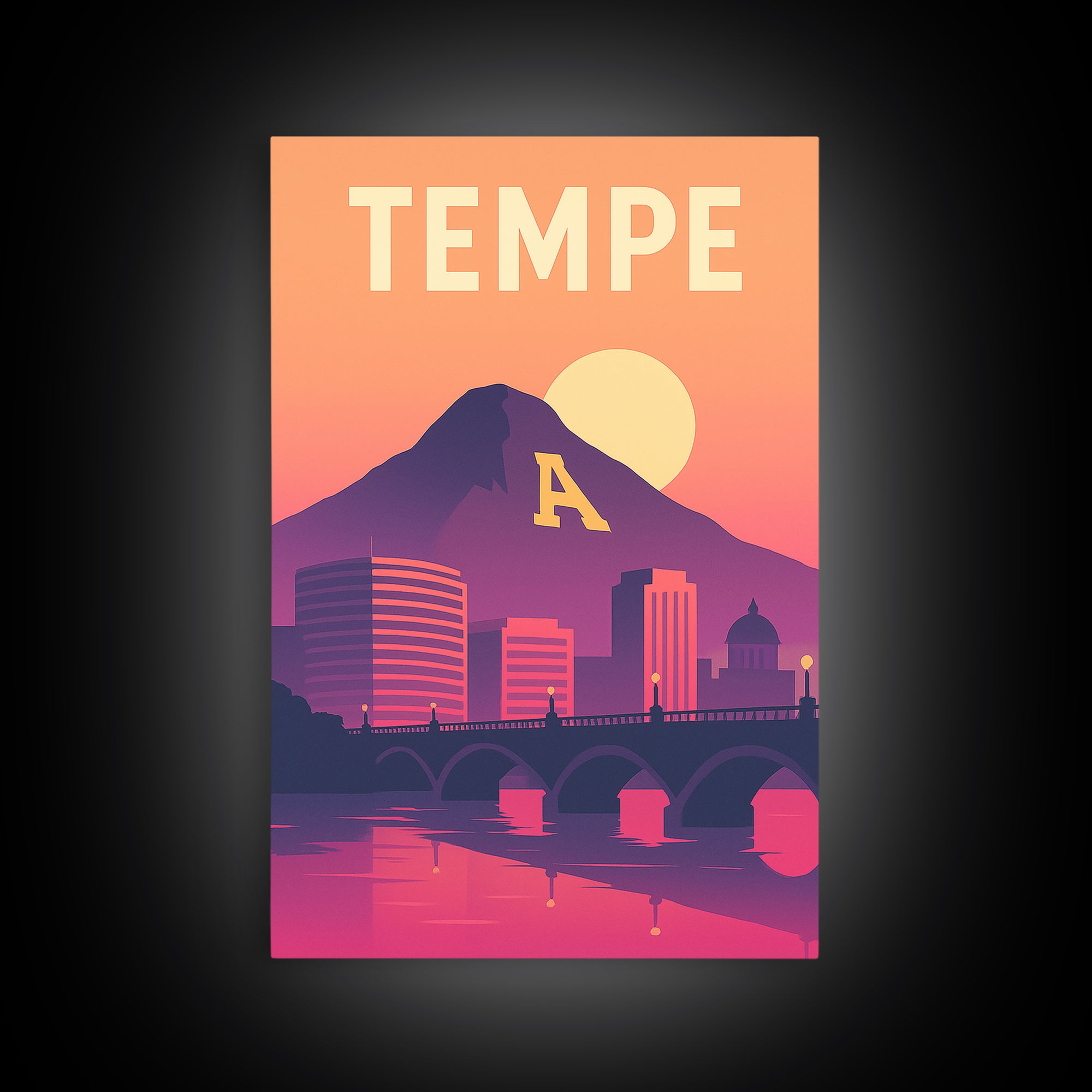 Tempe Travel Poster, Canvas Print, Vintage Travel Poster Art, Tempe Travel Art, Vintage City Art, Vintage Travel Print, City Art Print