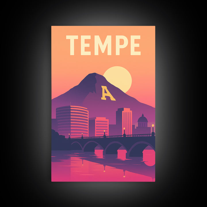 Tempe Travel Poster, Canvas Print, Vintage Travel Poster Art, Tempe Travel Art, Vintage City Art, Vintage Travel Print, City Art Print