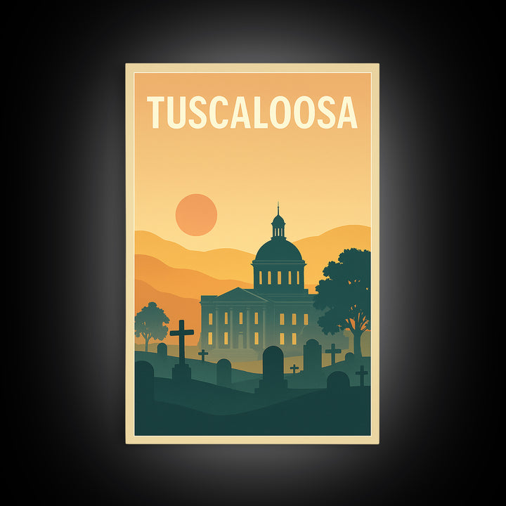 Tuscaloosa Travel Poster, Canvas Print, Vintage Travel Poster Art, Tuscaloosa Poster Print, Travel Wall Art, Vintage City Art, Design 2