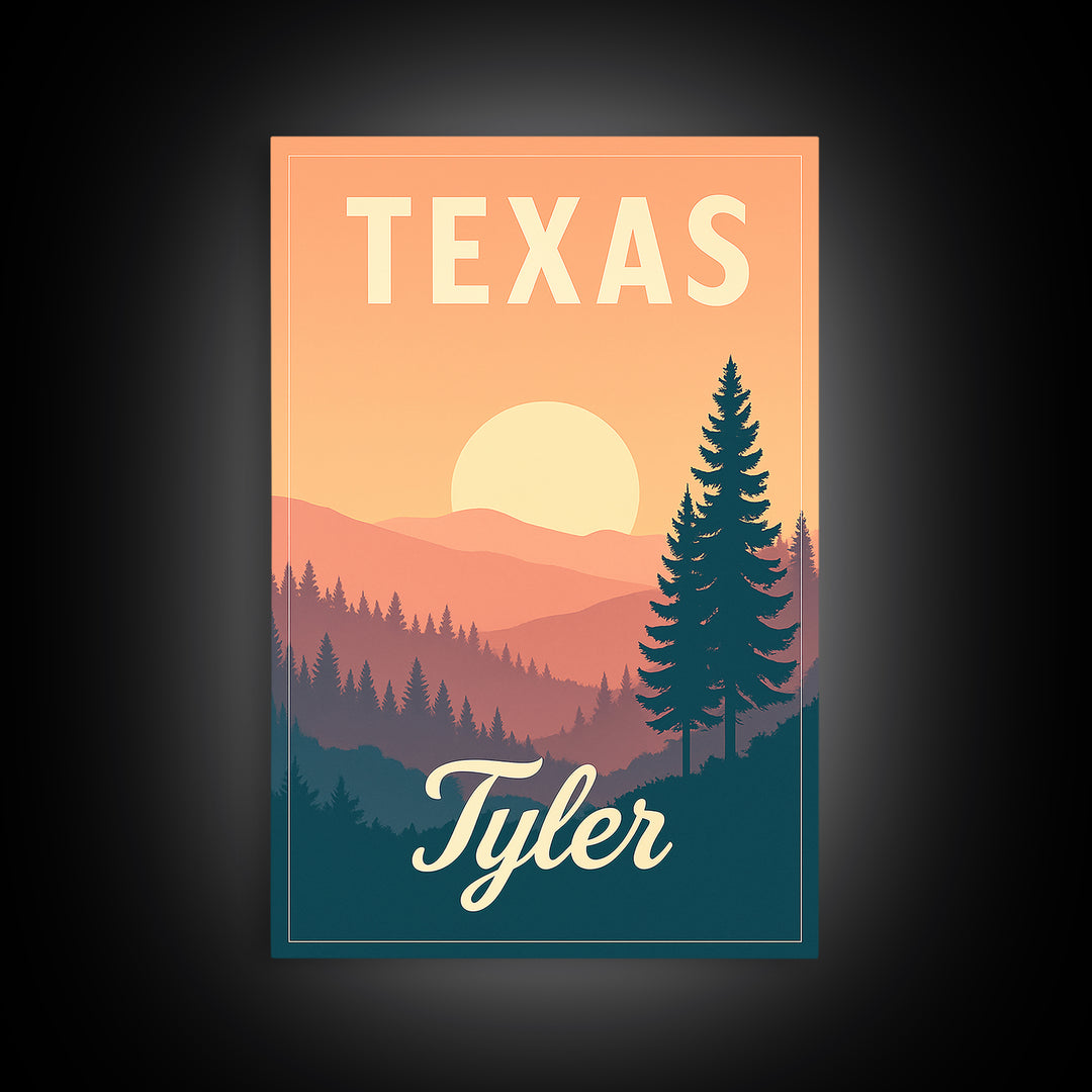 Tyler Texas Travel Poster, Canvas Print, Vintage Poster Art, Tyler Wall Art, Mid Century Wall Art, Vintage City Art, Vintage Travel Art