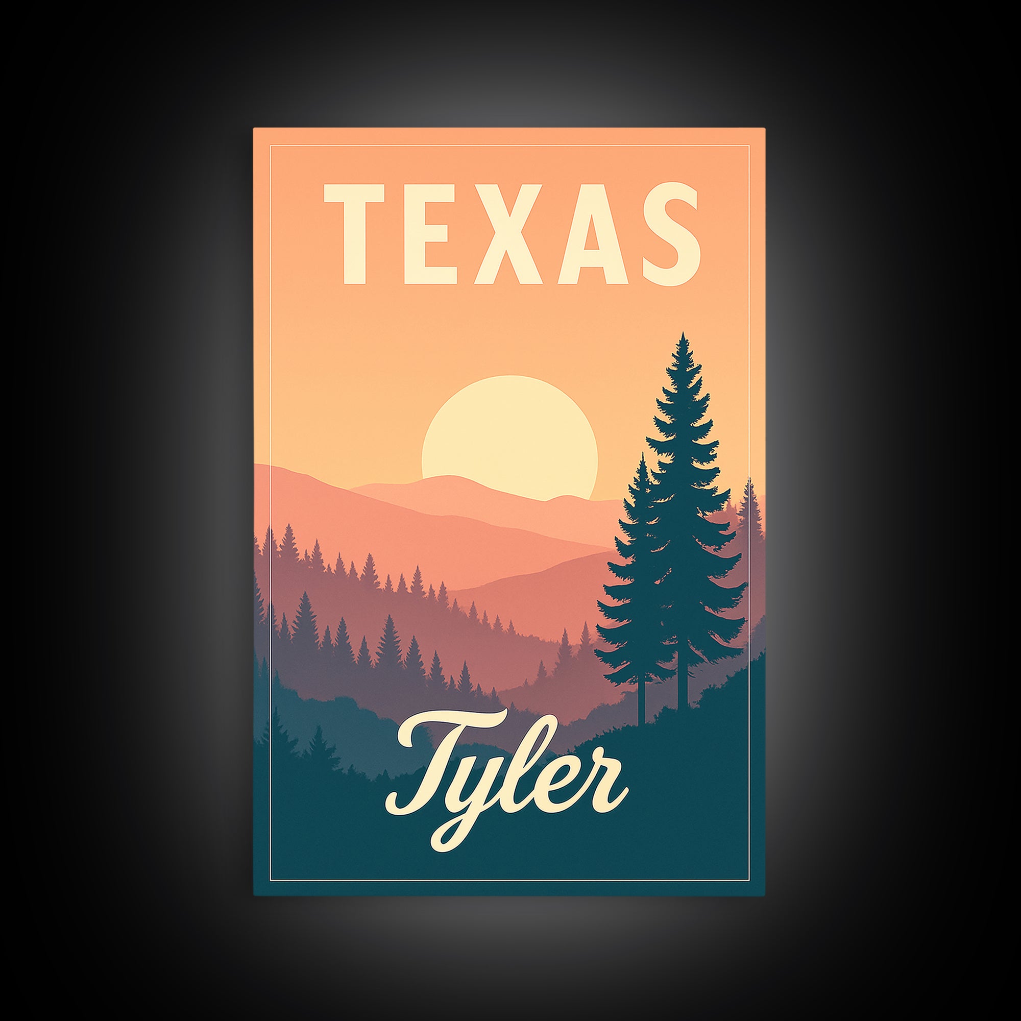 Tyler Texas Travel Poster, Canvas Print, Vintage Poster Art, Tyler Wall Art, Mid Century Wall Art, Vintage City Art, Vintage Travel Art