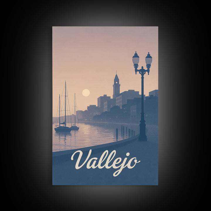 Vallejo Travel Poster, Canvas Print, Vintage Travel Poster Art, Vallejo City Art, Vintage City Art, City Illustration, Mid Century Wall Art