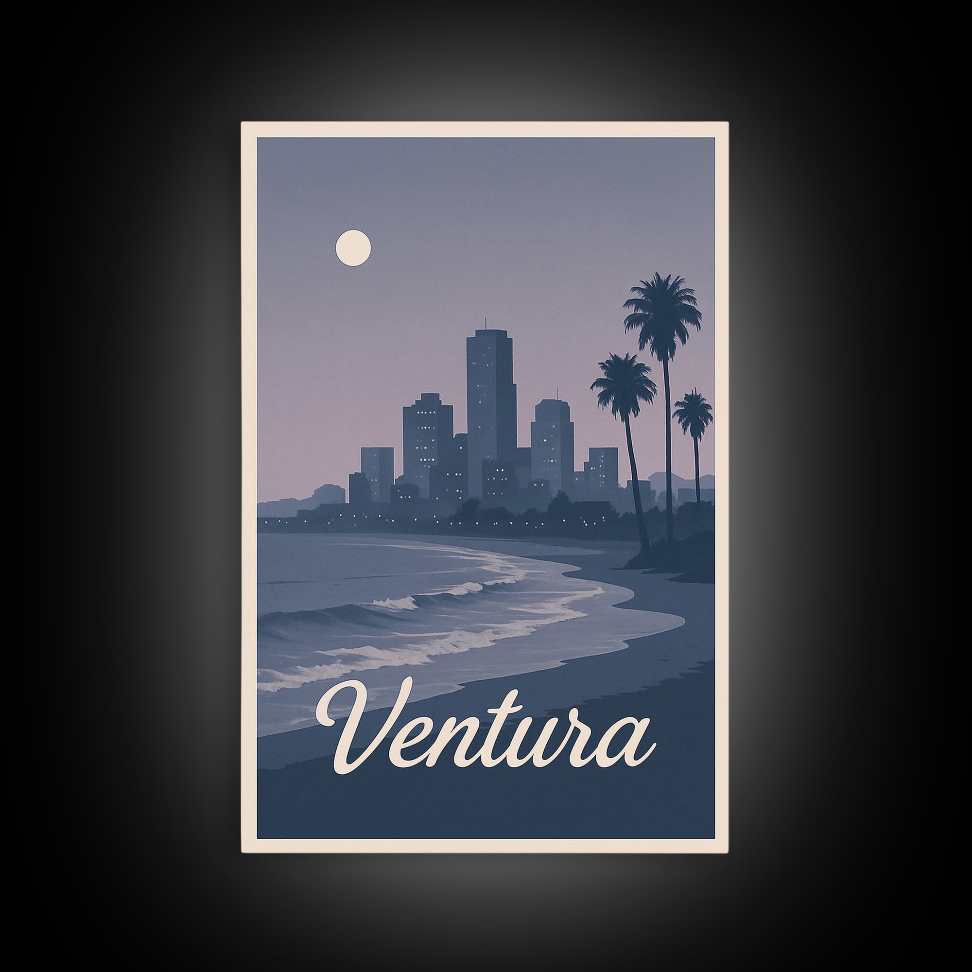 Ventura Travel Poster, Framed Canvas Print, Classic Travel Poster Art, Ventura City Art, Vintage Travel Art, Vintage Travel Print