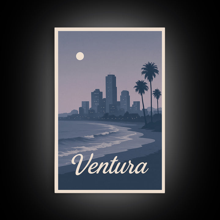 Ventura Travel Poster, Framed Canvas Print, Classic Travel Poster Art, Ventura City Art, Vintage Travel Art, Vintage Travel Print