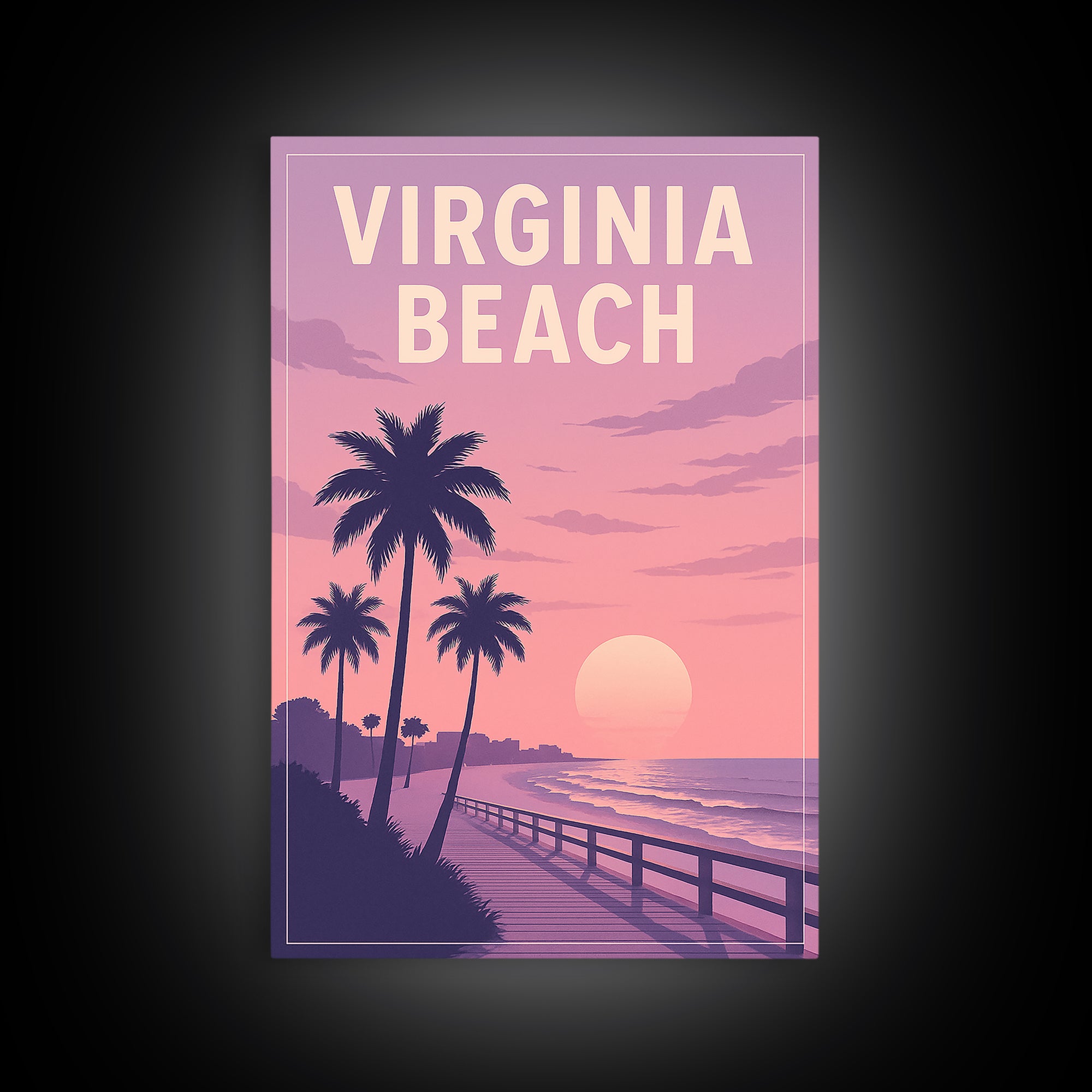 Virginia Beach Virginia Travel Poster, Canvas Print, Classic Travel Poster Art, Virginia Beach City Art, City Illustration, Fine Art Print