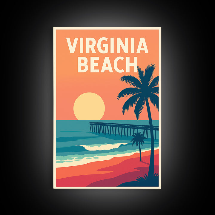 Virginia Beach Travel Poster, Canvas Print, Mid Century City Wall Art, Virginia Beach Art Print, Modern Wall Decor, Fine Art Print