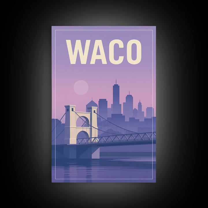Waco Texas Travel Poster, Canvas Print, Mid Century City Wall Art, Waco City Art, Travel Wall Art, Gift For Travelers, Travel Art Print