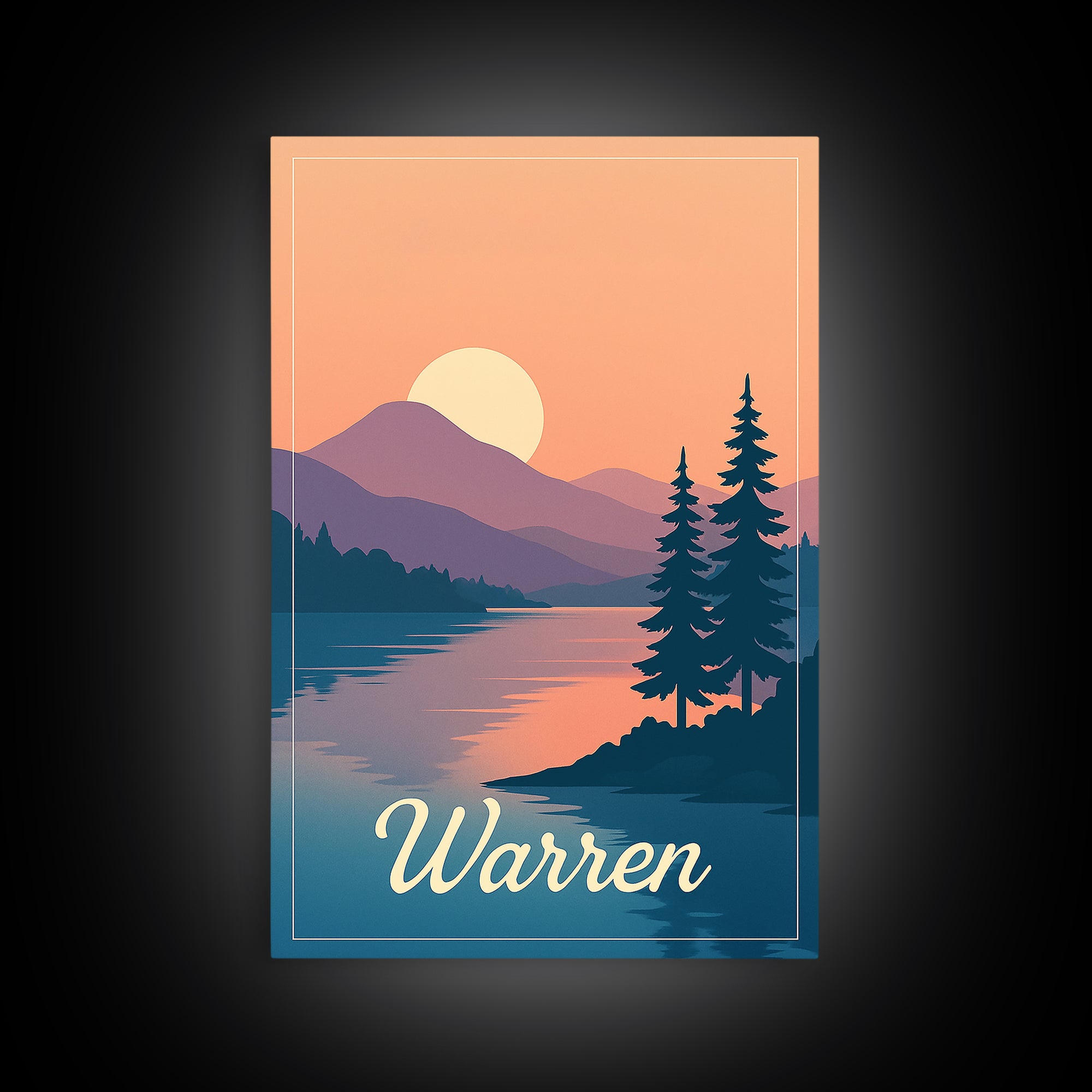 Warren Michigan Travel Poster, Framed Canvas Print, Mid Century City Wall Art, Warren City Art, Mid Century Wall Art, Vintage Travel Print