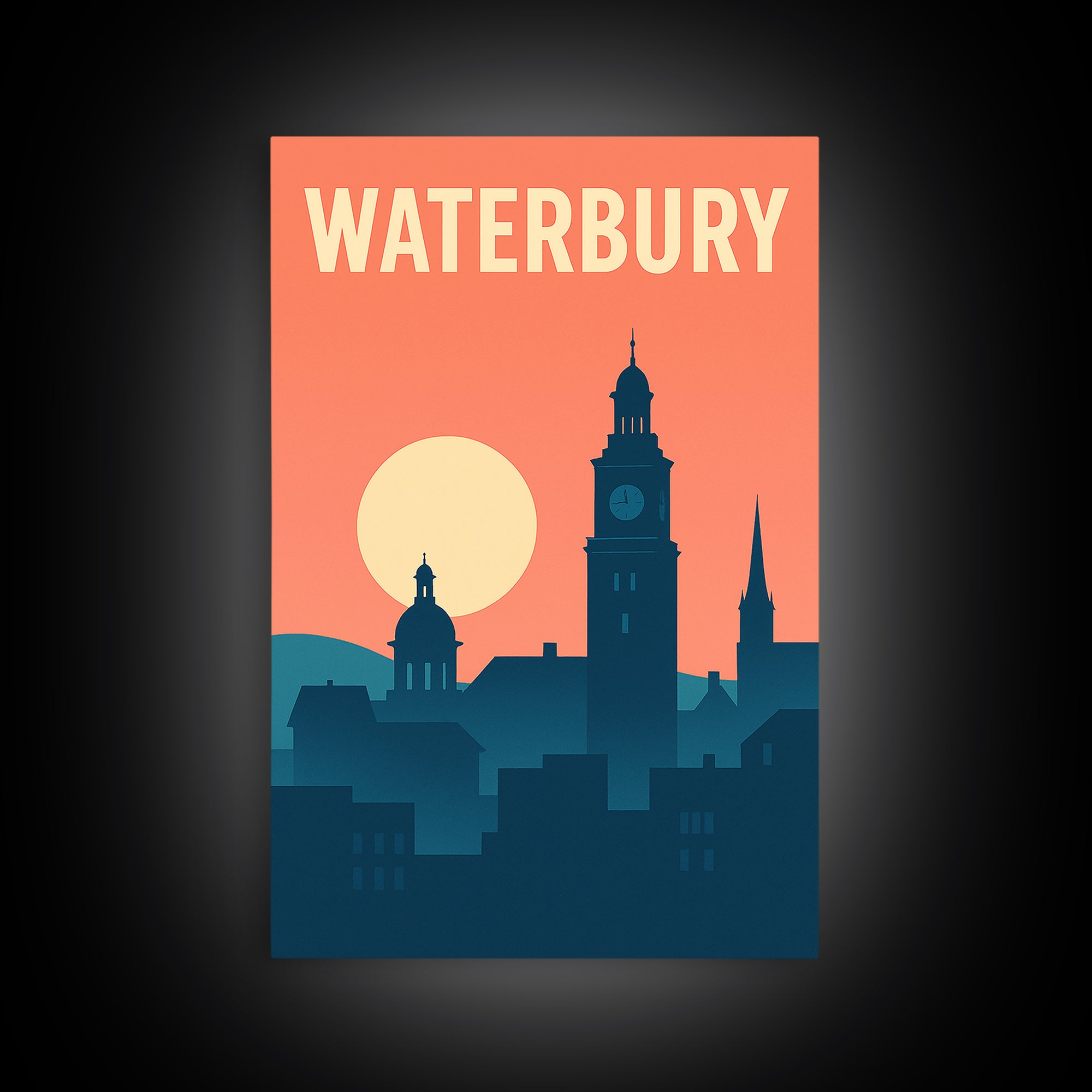 Waterbury Travel Poster, Canvas Print, Vintage Travel Poster Art, Waterbury Travel Art, Fine Art Print, Vintage Travel Print, Art Print