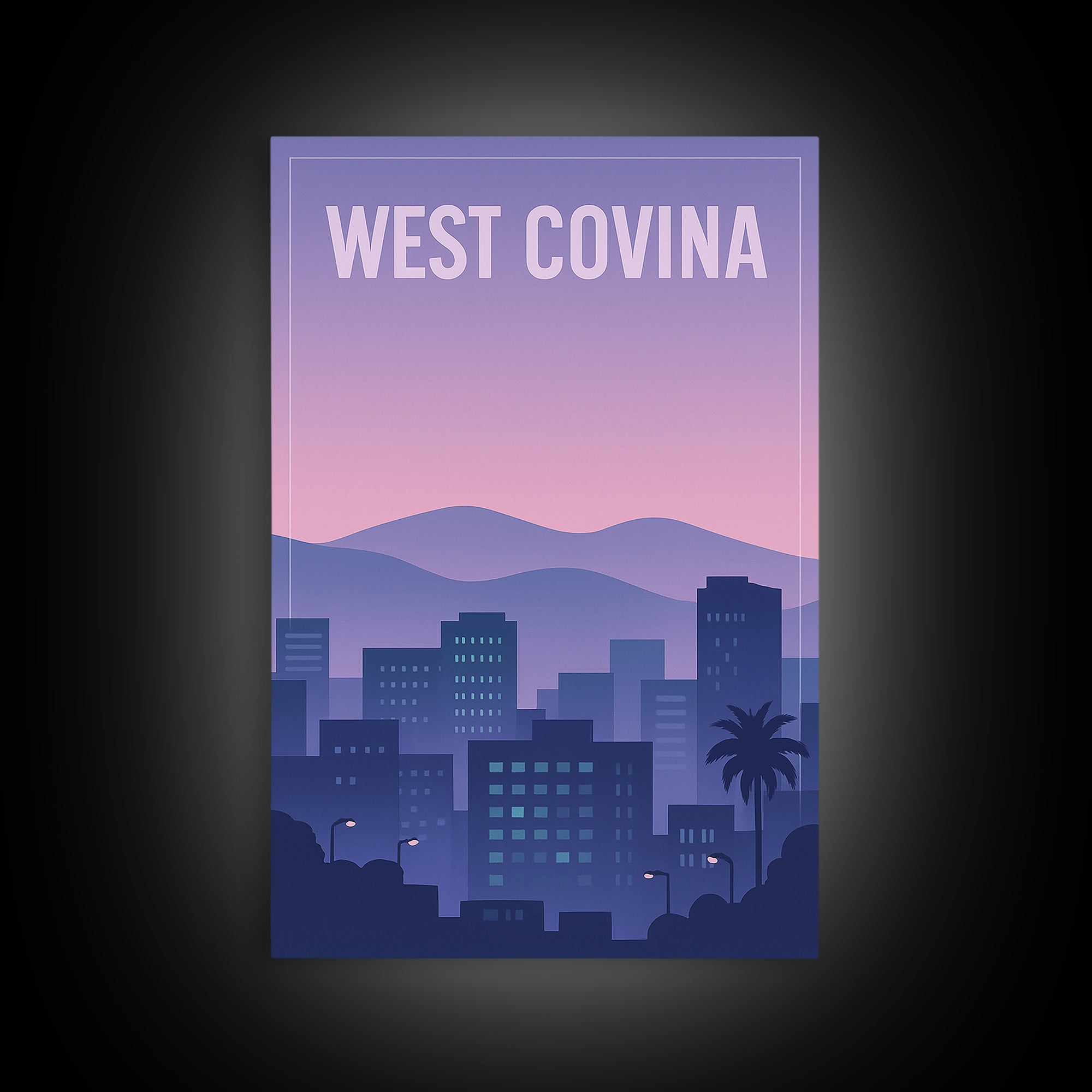 West Covina California Travel Poster, Canvas Print, Vintage Poster Art, West Covina Travel Art, City Illustration, Vintage City Poster