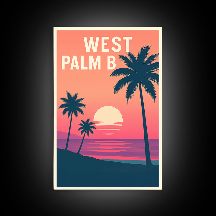 West Palm Beach Florida Travel Poster, Canvas Print, Vintage Travel Poster Art, West Palm Beach Art Print, City Art Print, Travel Poster Art