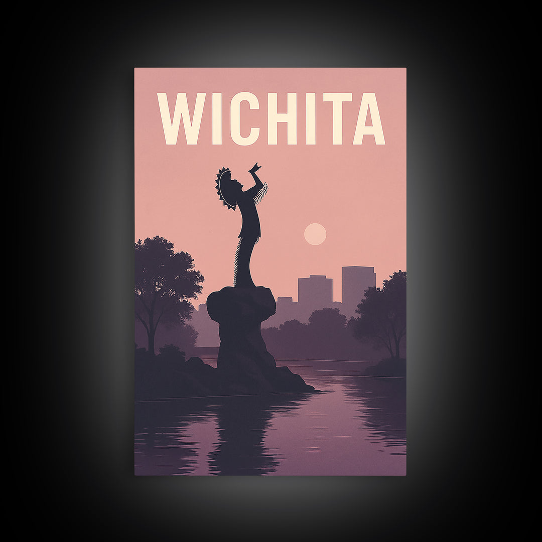 Wichita Kansas Travel Poster, Framed Canvas Print, Classic Travel Poster Art, Wichita Poster Print, Travel Poster Art, Travel Wall Decor
