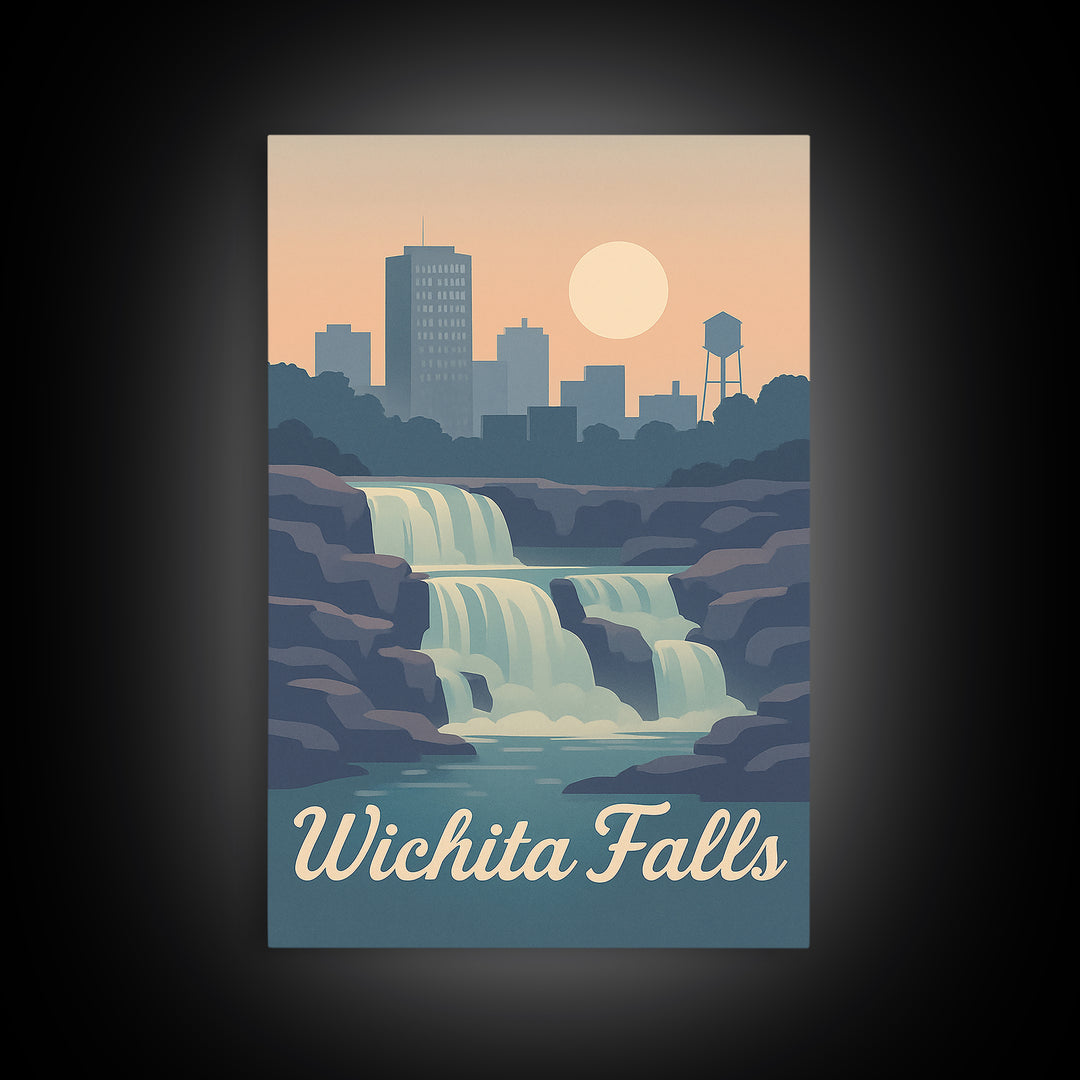 Wichita Falls Travel Poster, Canvas Print, Classic Travel Poster Art, Wichita Falls Art Print, Travel Poster Art, Travel Wall Decor