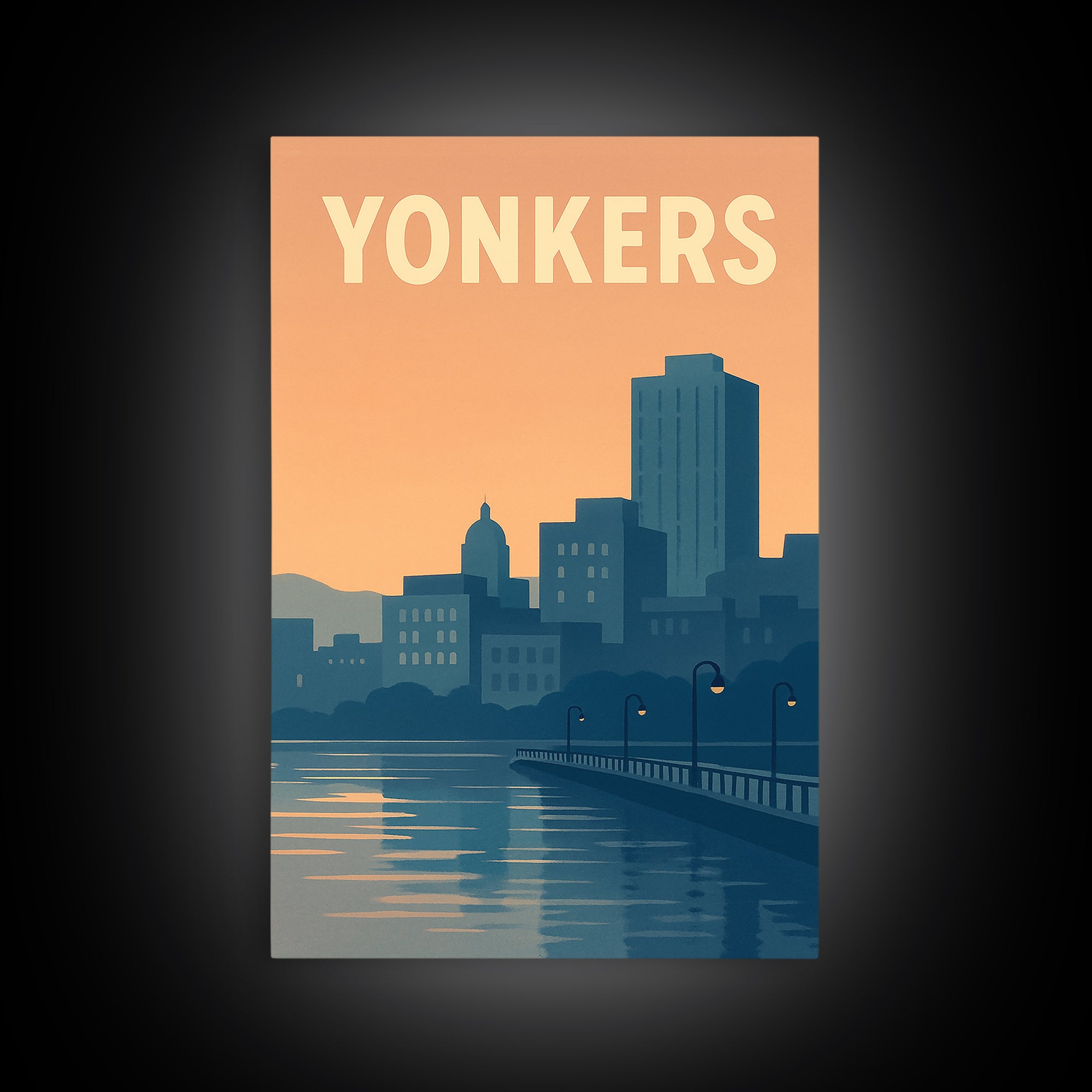 Yonkers New York Travel Poster, Framed Canvas Print, Mid Century City Wall Art, Yonkers Wall Art, Travel Poster Art, Retro Travel Print