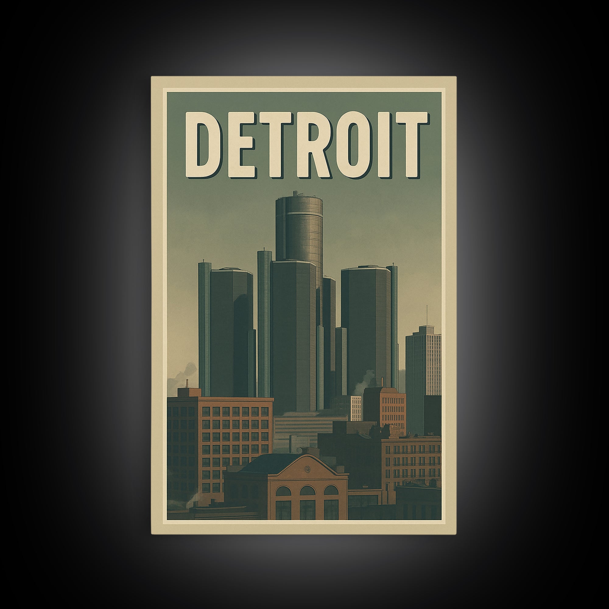Detroit Travel Poster, Canvas Print, Retro City Wall Art, Detroit Poster Print, Mid Century Wall Art, Gift For Travelers, Travel Wall Decor