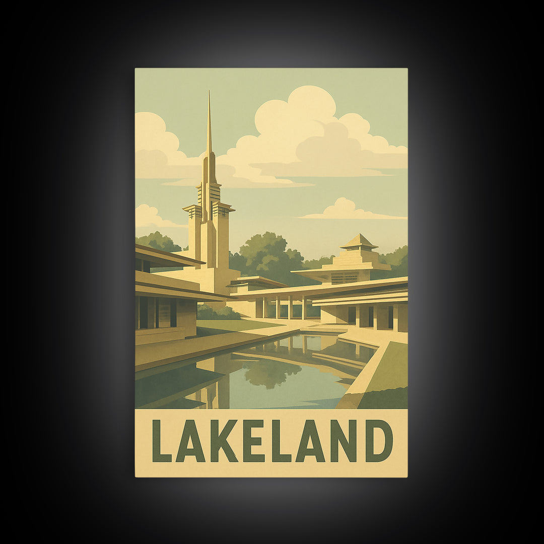 Lakeland Florida Travel Poster, Canvas Print, Old School Travel Poster, Lakeland Poster Print, Office Decor, Travel Art Print, Poster Print