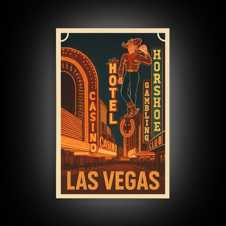 Las Vegas Travel Poster, Canvas Print, Retro City Wall Art, Las Vegas Art Print, Watercolor Downtown Skyline, Travel Art, Wanderlust Decor