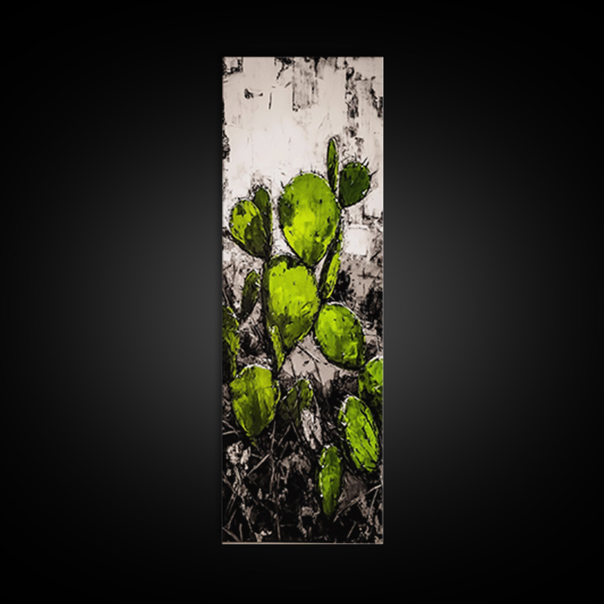 Distressed Canvas Print Cactus art southwest wall art desert landscape painting guest room art warm decor