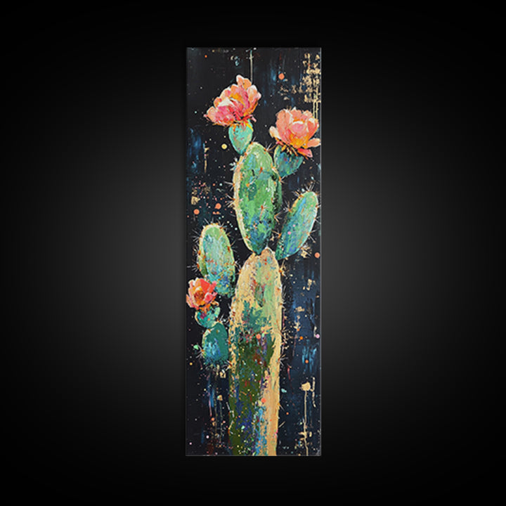 Blooming Cactus Canvas Print pink orange wall art southwest wall art agave painting boho art botanical prints