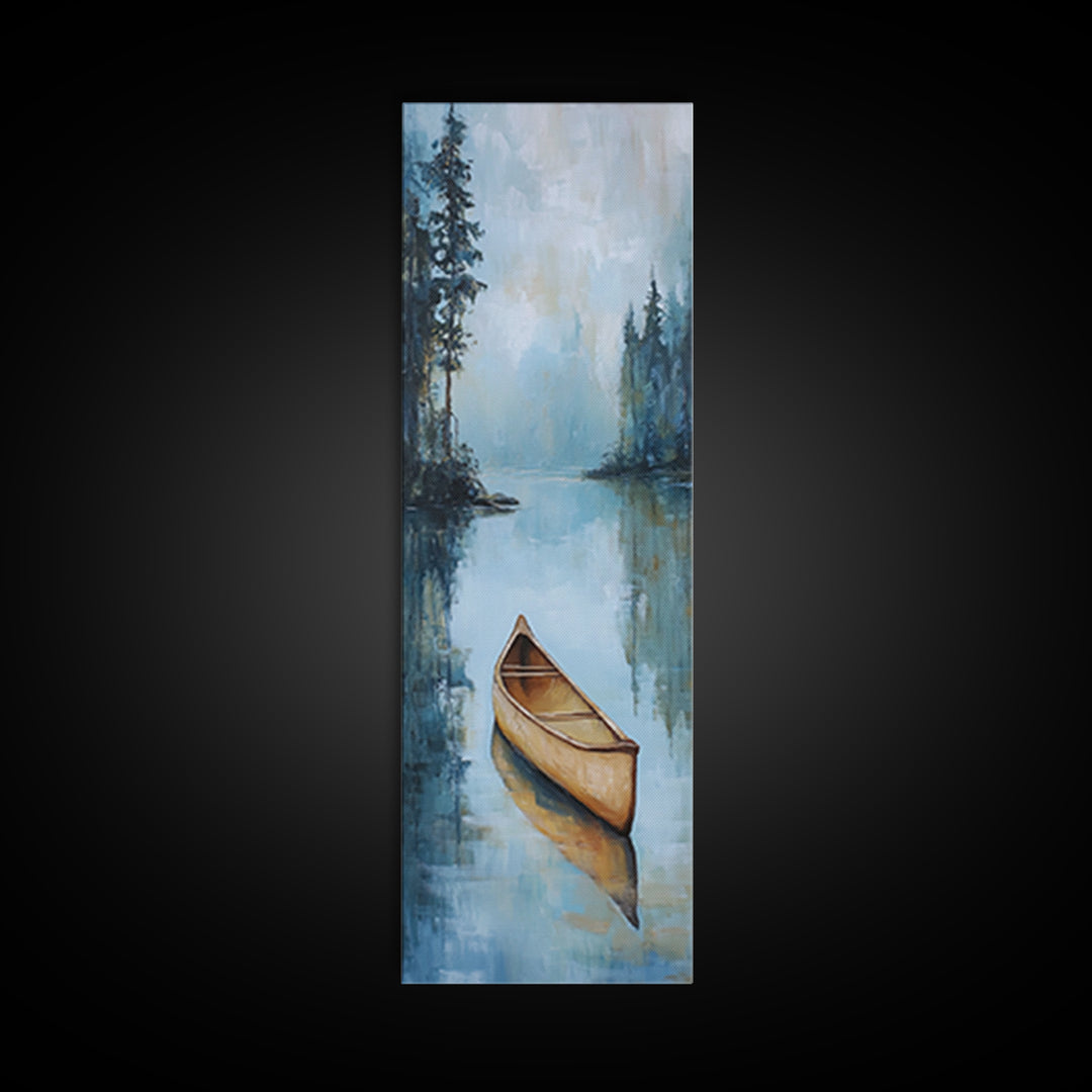 Canoe Painting Framed Canvas Print Lake Tahoe Art Nautical Wall Art Coastal Decor Rustic Art Above Sofa Art Extra Wide Art