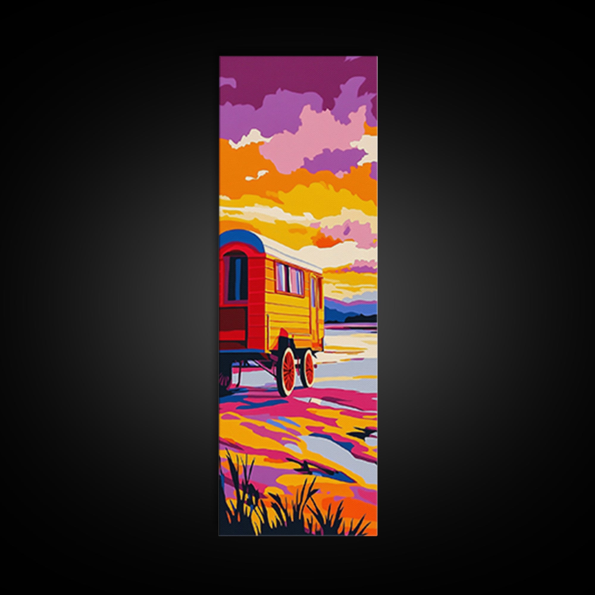 Sunset Wagon Art Canvas Print Southwest Wall Art Boho Art Pink Orange Wall Art Rustic Decor Living Room Art Above Bed Art