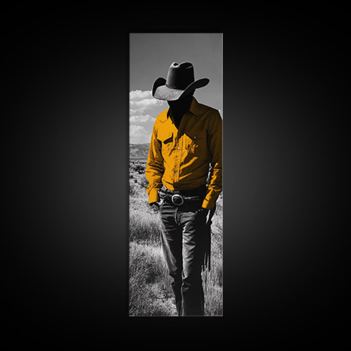 Mysterious Cowboy Silhouette Framed Canvas Print | Rustic Western Wall Art | Moody Art | Farmhouse Decor | Southwest Art | Gift Idea