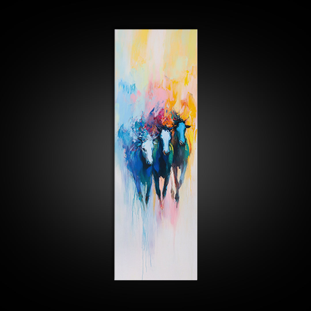 Abstract Horse Art Framed Canvas Print Colorful Western Wall Art, Bull and Bear Art, Moody Art, Farmhouse Art, Rustic Wall Art