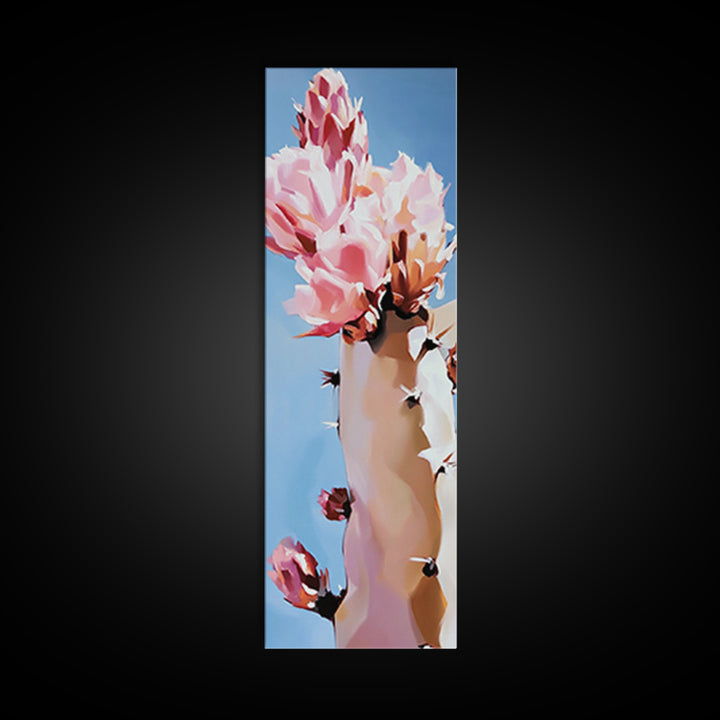 Desert Cactus Painting Framed Canvas Print Colorful Landscape Art, Joshua Tree Art, Boho Wall Art, Coastal Cowgirl Wall Art, Gift Idea