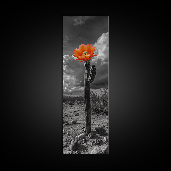 Blooming Desert Cactus Framed Canvas Print | Wildflower Painting | Southwest Wall Art | Moody Art | Botanical Prints | Gift Idea