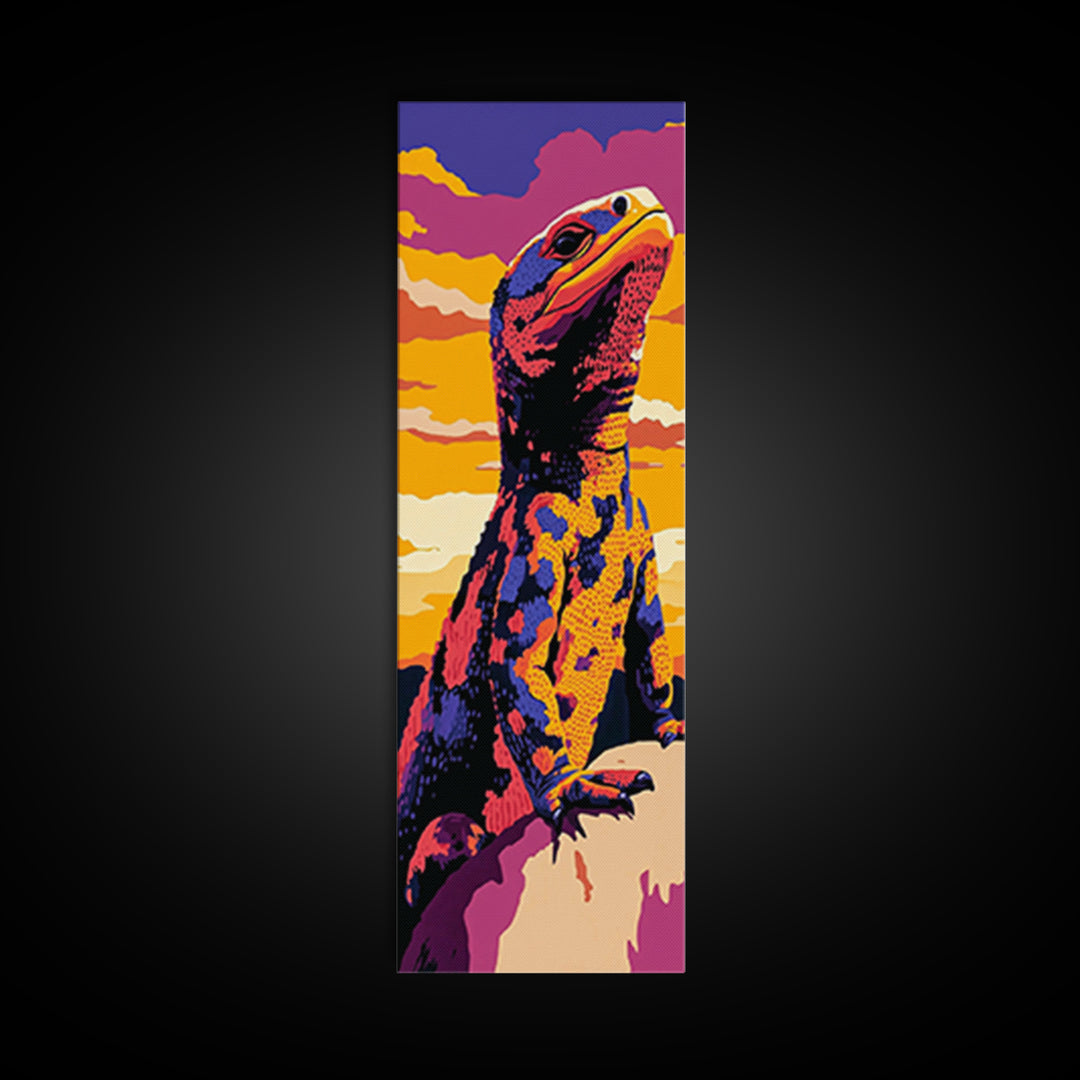 Colorful Lizard Pop Art Framed Canvas Print Whimsical Art Bright Colors Wall Art Southwest Wall Art Geometric Wall Art